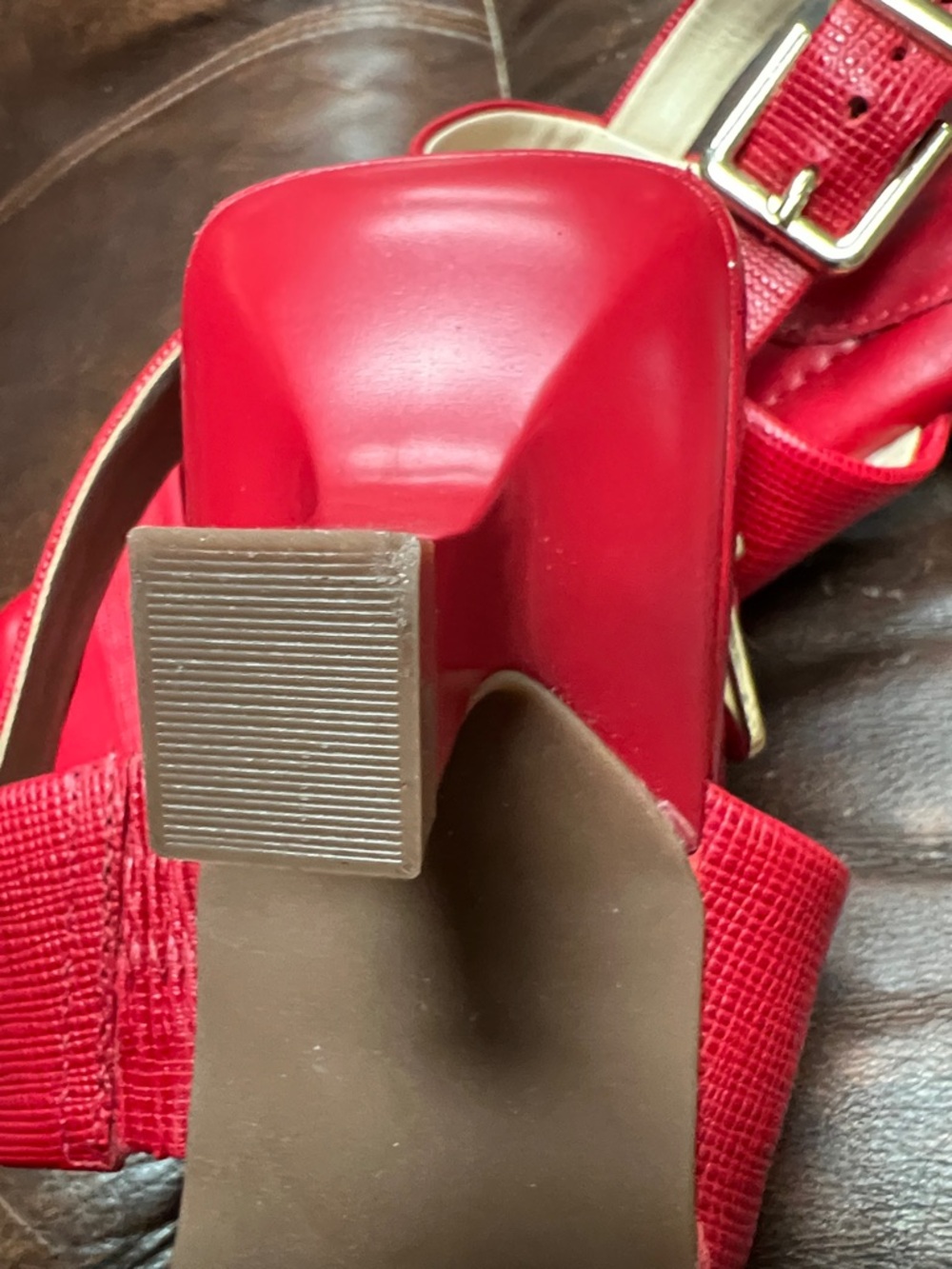 Alex Marie Red Wide-Strap Slingback Sandals - Picture 7 of 7